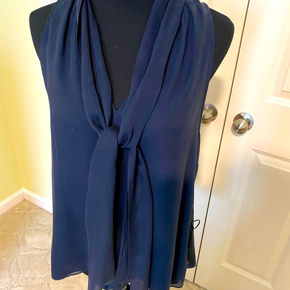 Haute Hippie navy sleeveless silk blouse size small
